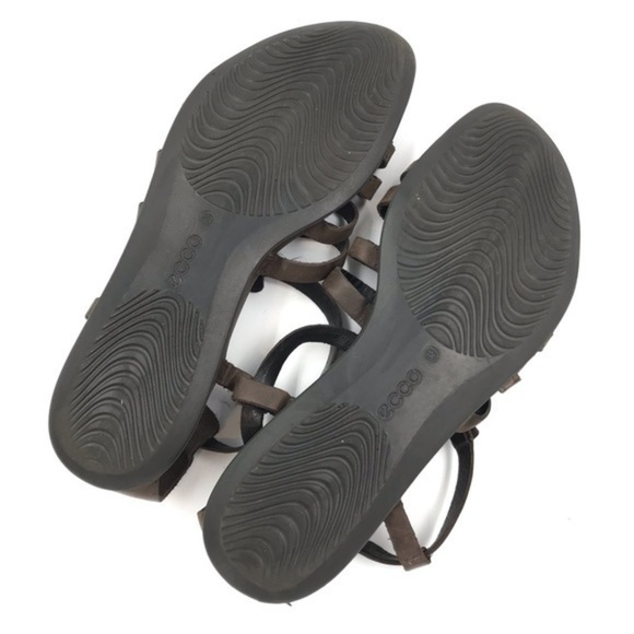 ECCO Flash Gladiator Sandals Brown Leather Flats Size 38 - Picture 6 of 11
